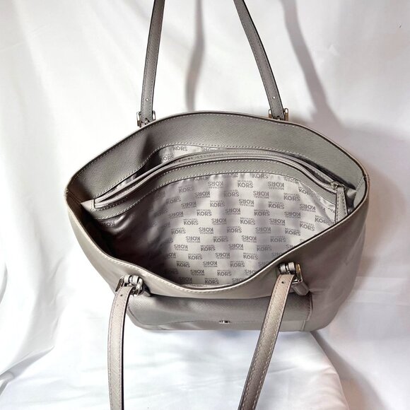 Michael Kors Jet Set Nylon Large Tote/Satchel/Shoulder Purse-Light Gray-Adjust - Picture 4 of 16